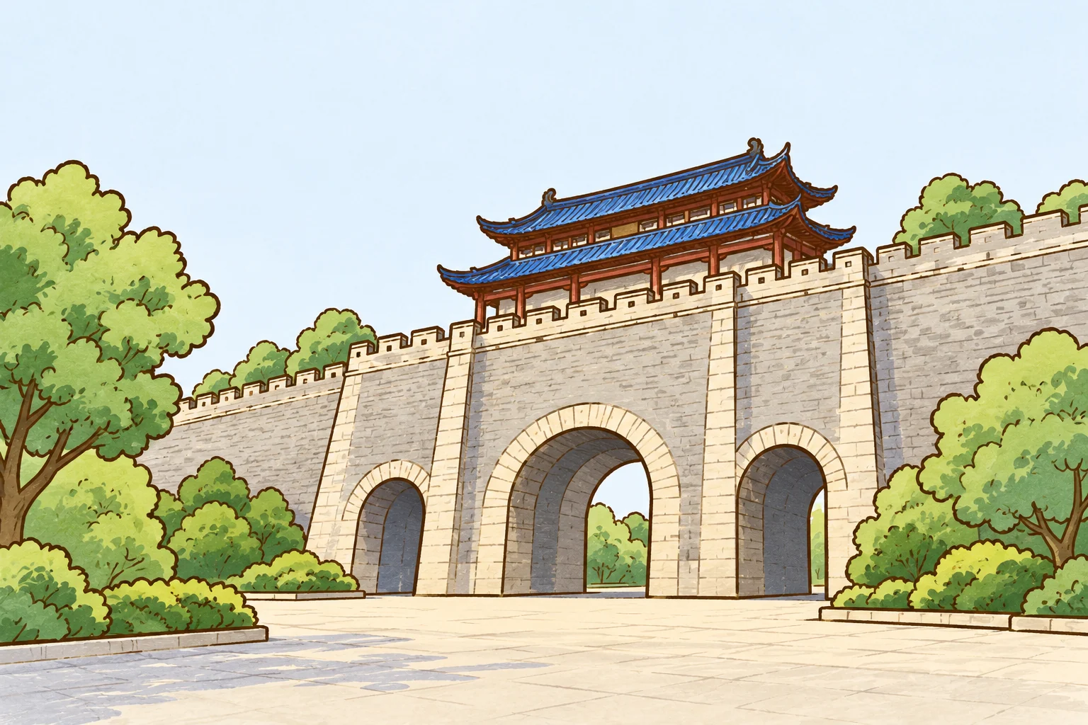 Cartoon landmarks of Nanjing.