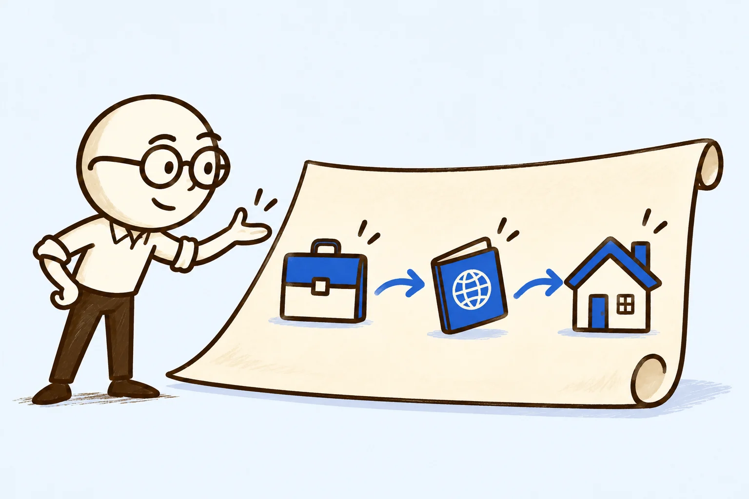 Scott illustrates work permits & residence.
